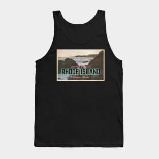 Greetings from Rhode Island - Vintage Travel Postcard Design Tank Top